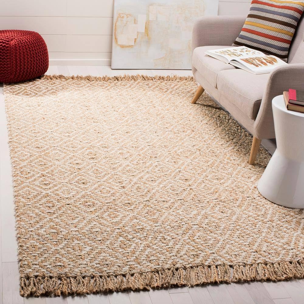 Hemp And Jute Rugs,Natural Fiber Indian Hand Woven Beige/Ivory Rug
