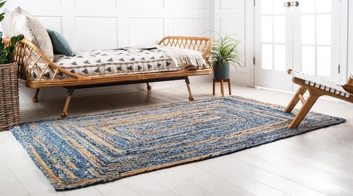 Eco-Friendly Denim Jute Rugs, Blue Rugs