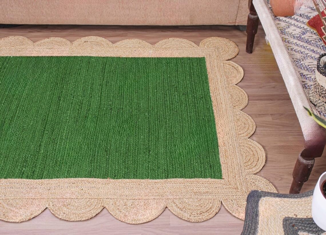 Unique Scalloped Area Rug – Stylish Accent Rug for Living Room