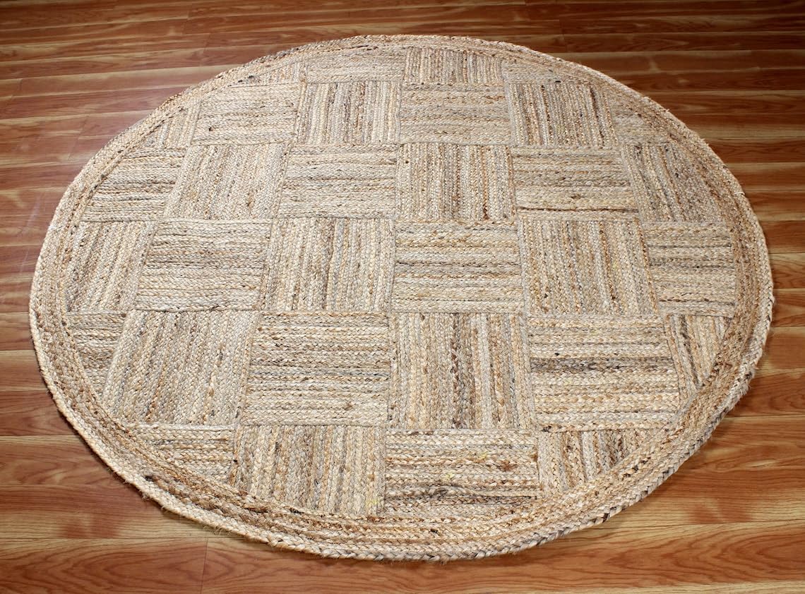 Unique Geometric Jute Rug – Handcrafted Natural Fiber Rug for Modern Spaces