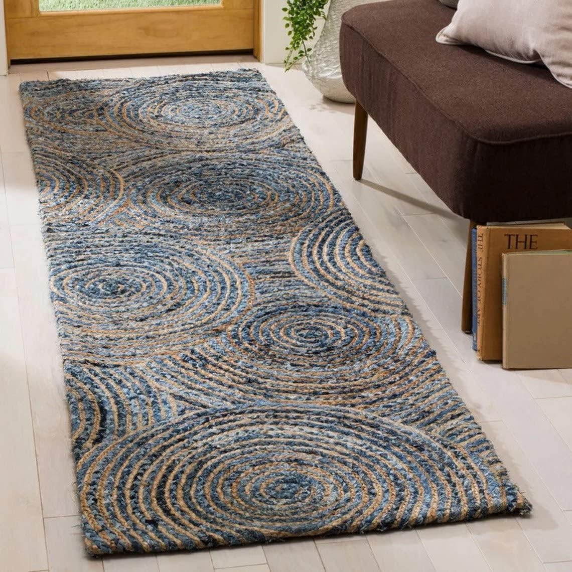 Hand Braided Jute & Denim Rug,Denim Jute Rugs For Living Room