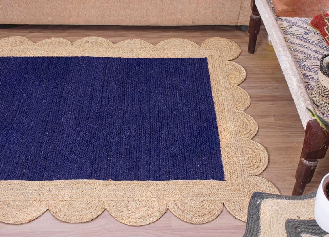 Unique Scalloped Area Rug – Stylish Accent Rug for Living Room