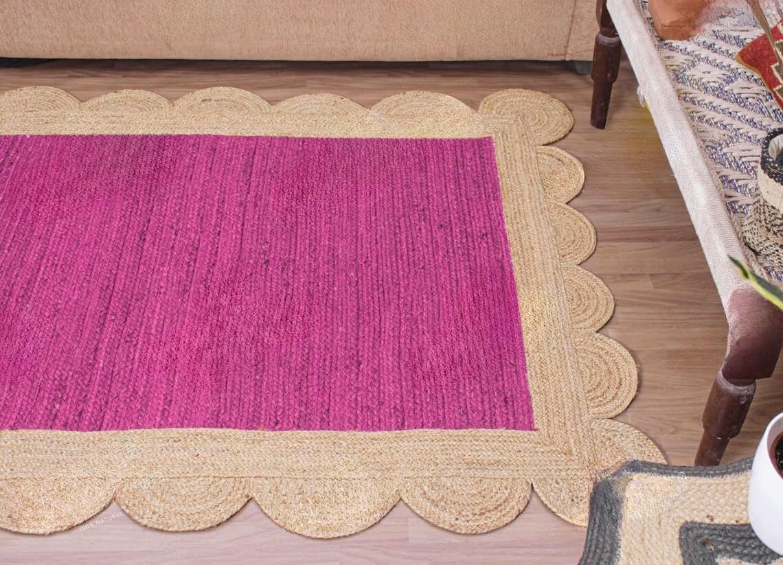 Unique Scalloped Area Rug – Stylish Accent Rug for Living Room