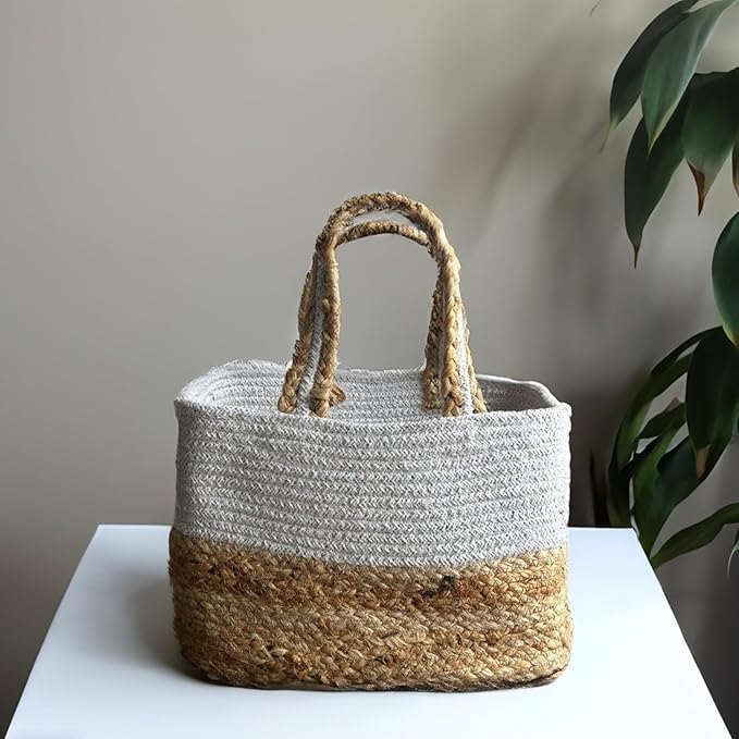 Jute Lunch Bag for Office | Picnic Basket | Tote Handbag for Lunch Box