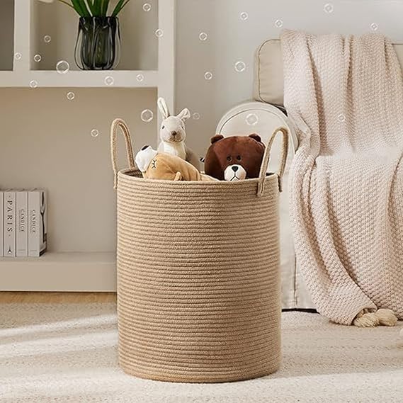 Jute&Cotton Rope Laundry Hamper Basket
