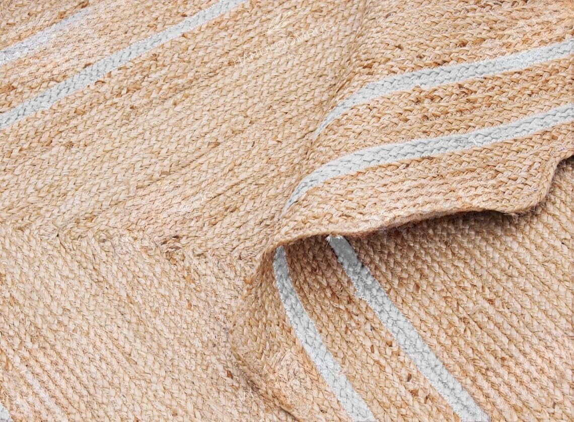 Bohemian Scalloped Jute Rug – Unique Design Natural Fiber Area Rug