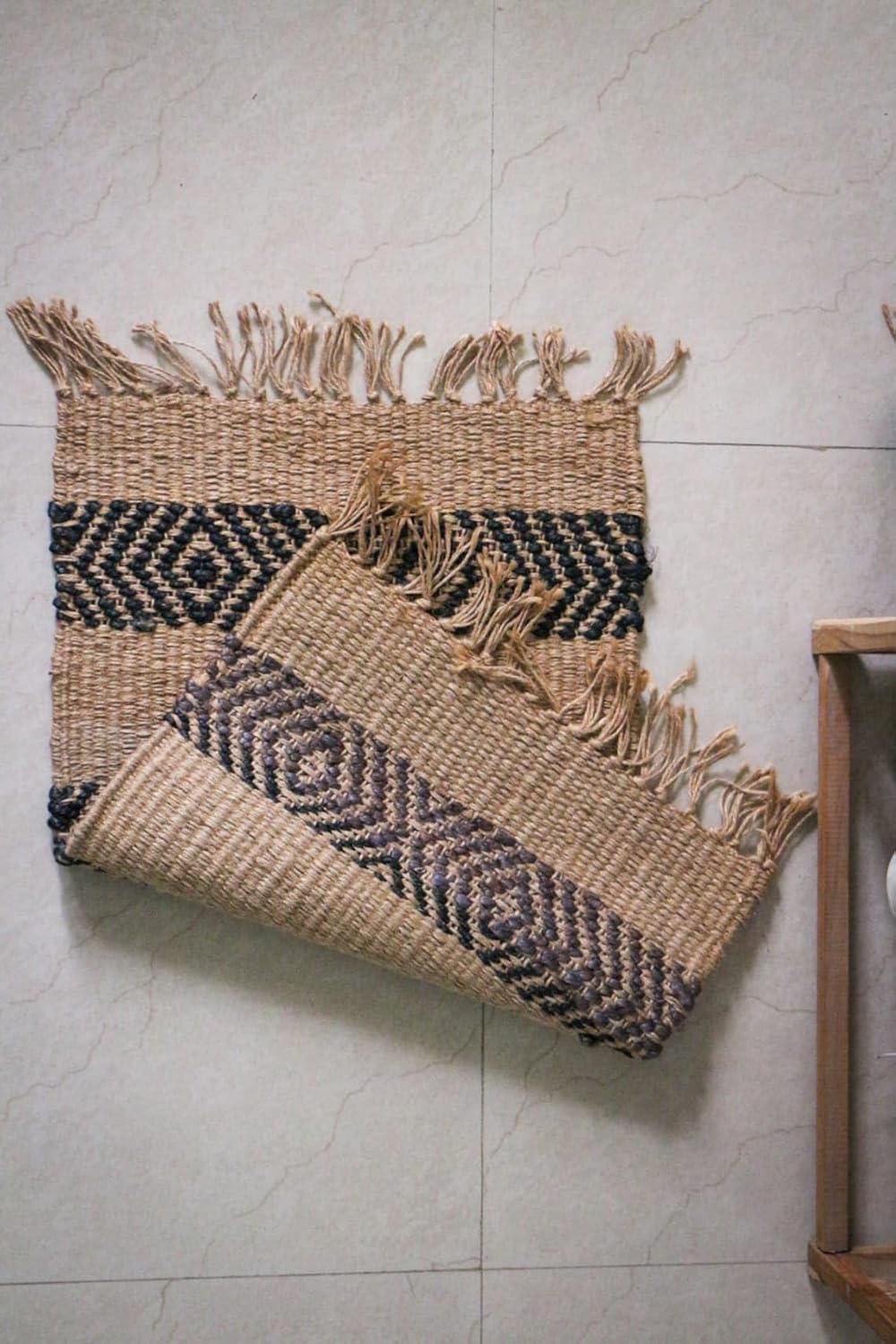 Hemp Dhurrie Rugs, Traditional Natural Footboard entryway Rug Chic Victorian Hipster