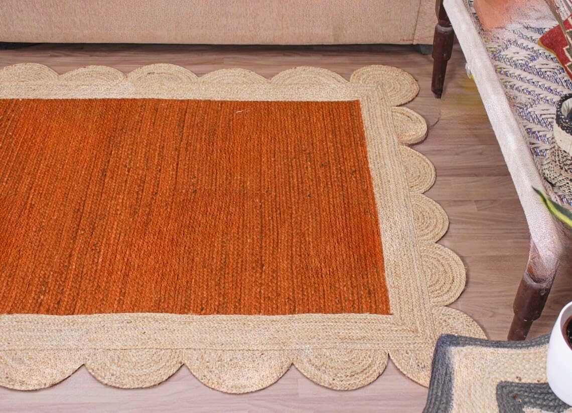 Unique Scalloped Area Rug – Stylish Accent Rug for Living Room