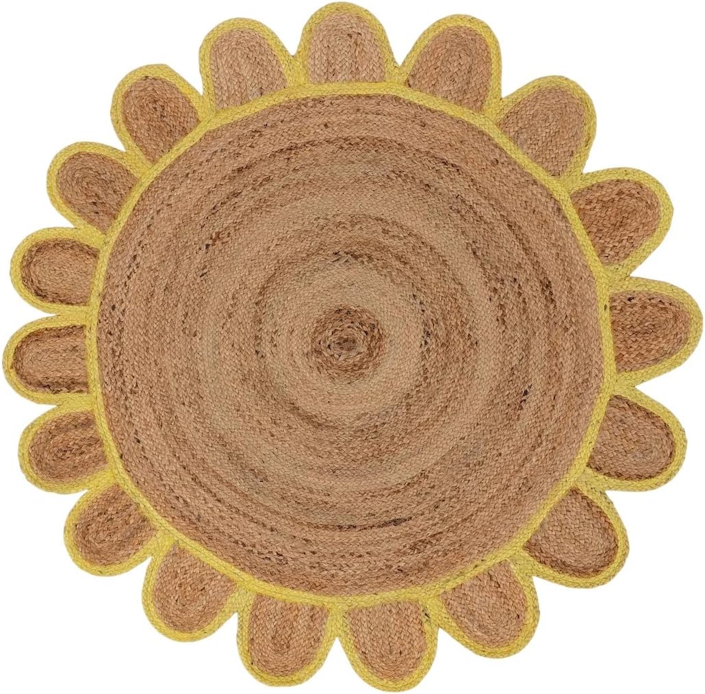 Scalloped Edge Jute Rug with Natural Border – Eco-Friendly Home Rug
