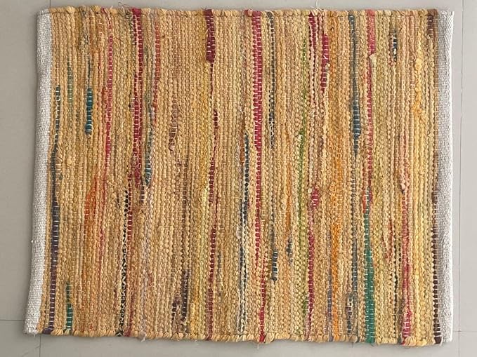 Chindi Cotton Area Rug Handmade Indian Recycled Eco Friendly Decor for Living Room