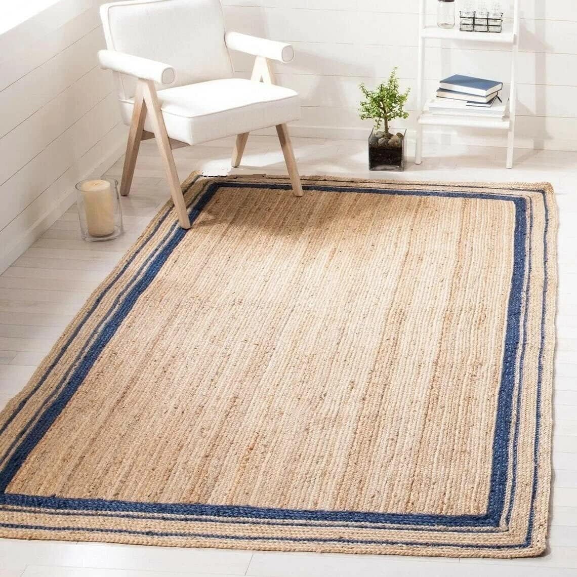 Bohemian Natural Fiber Rug – Rikki Design with Braided Border