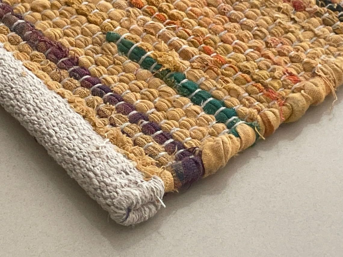 Chindi Cotton Area Rug Handmade Indian Recycled Eco Friendly Decor for Living Room