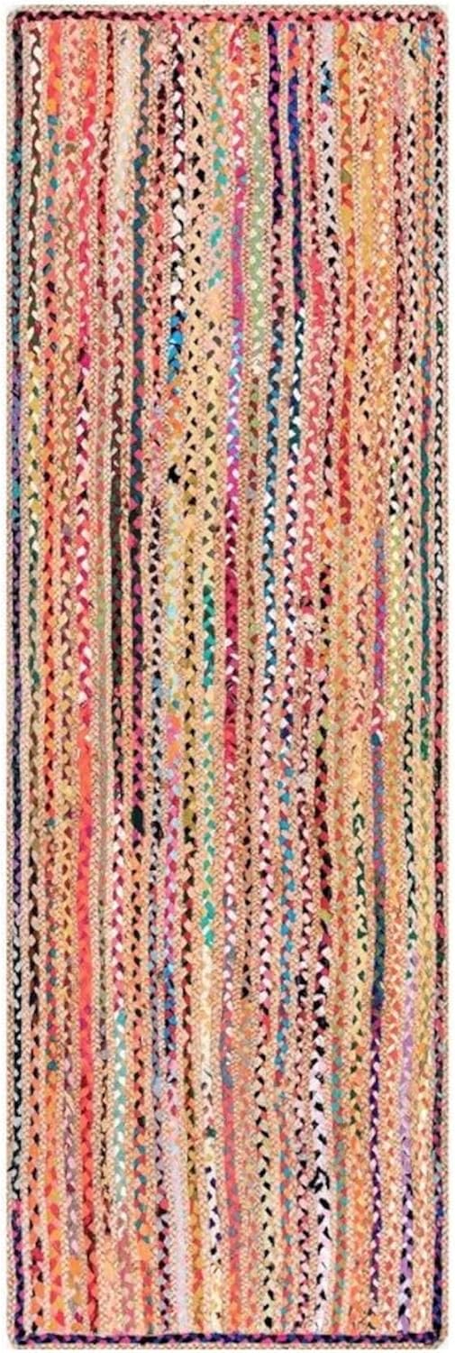Multicolor Doormat Cotton-jute Hand braided Runner Rug