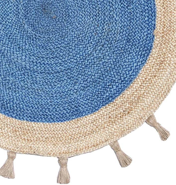 Eco-Friendly Round Jute Rug – Boho Style Fringed Natural Area Rug