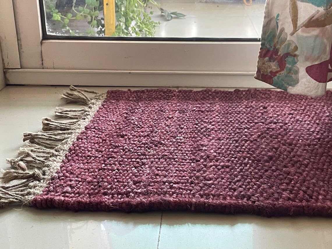 Set of 2 Pics 100% Hemp Handmade for Door Mat, Balcony, Bath, Kitchen, Gift, Indian Traditional Hemp Rugs