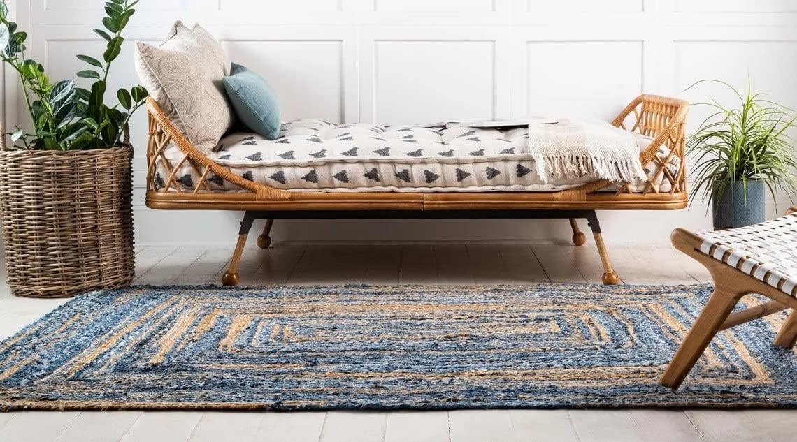 Eco-Friendly Denim Jute Rugs, Blue Rugs