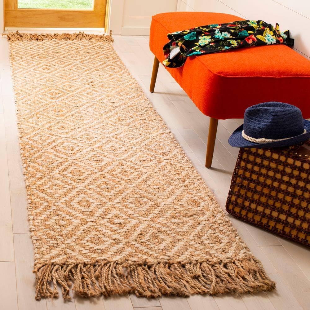 Hemp And Jute Rugs,Natural Fiber Indian Hand Woven Beige/Ivory Rug