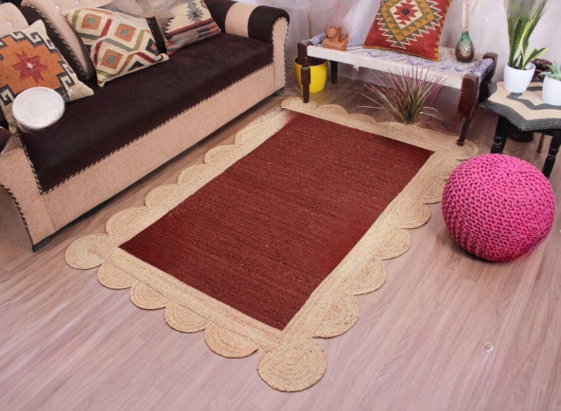 Unique Scalloped Area Rug – Stylish Accent Rug for Living Room