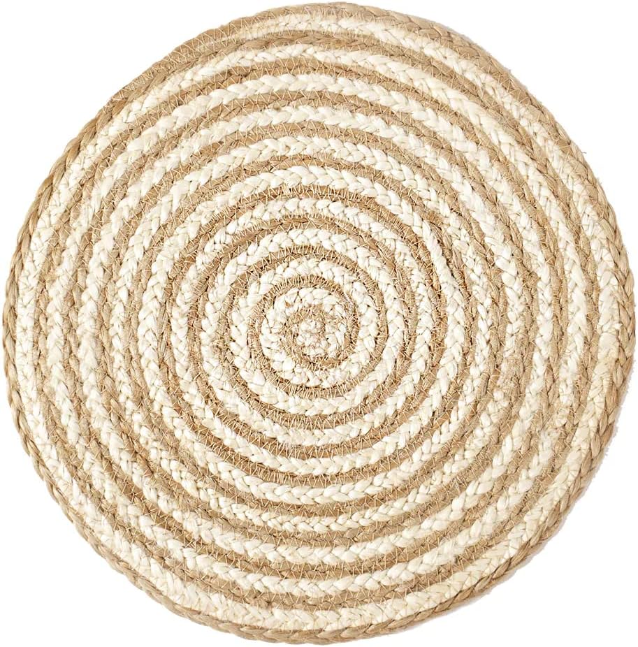 Handmade Braide Natural Jute with White Cotton Coaster,Wedding Table Decor Mats