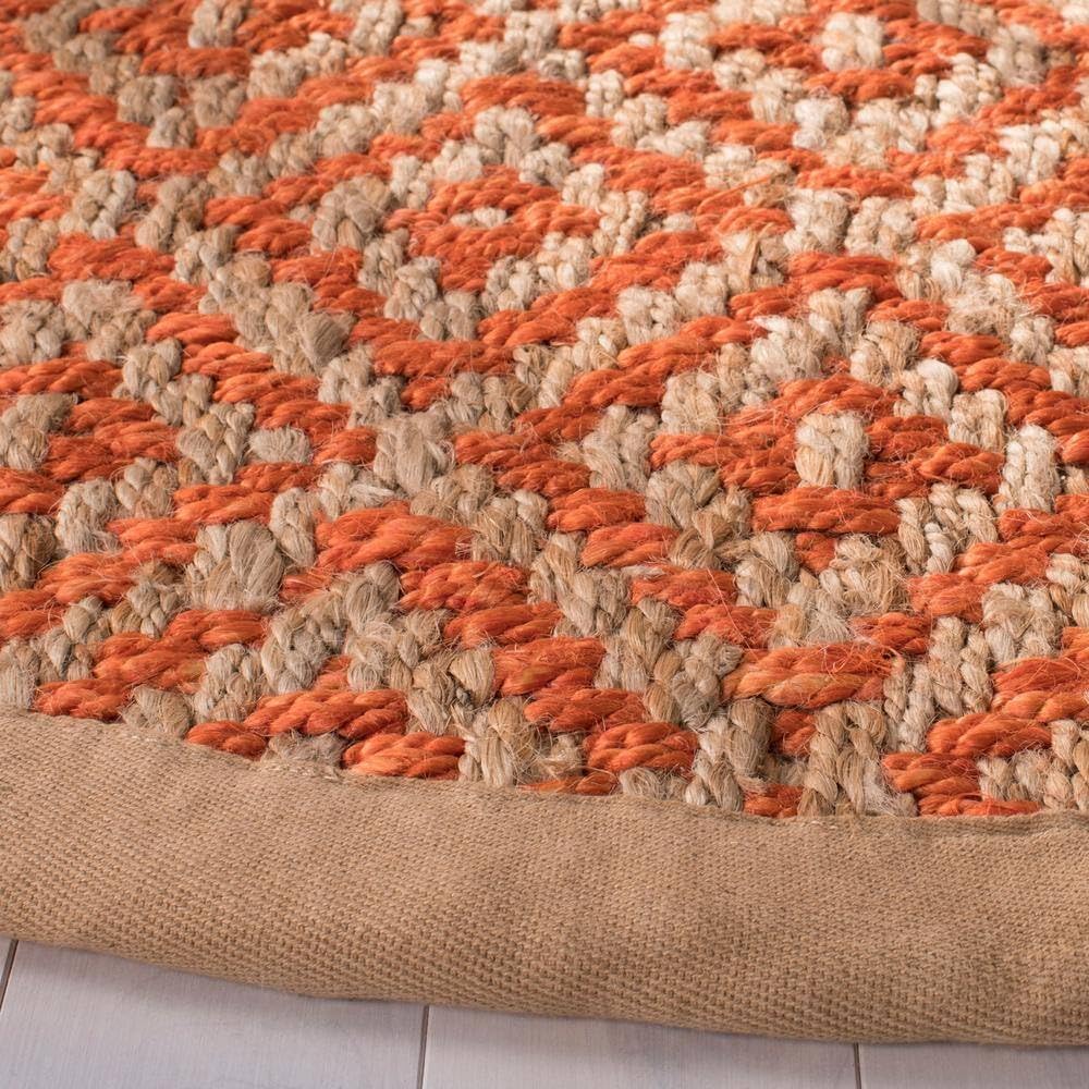 Natural Fiber Indian Hand Woven Orange Rug, Hemp Area Rugs