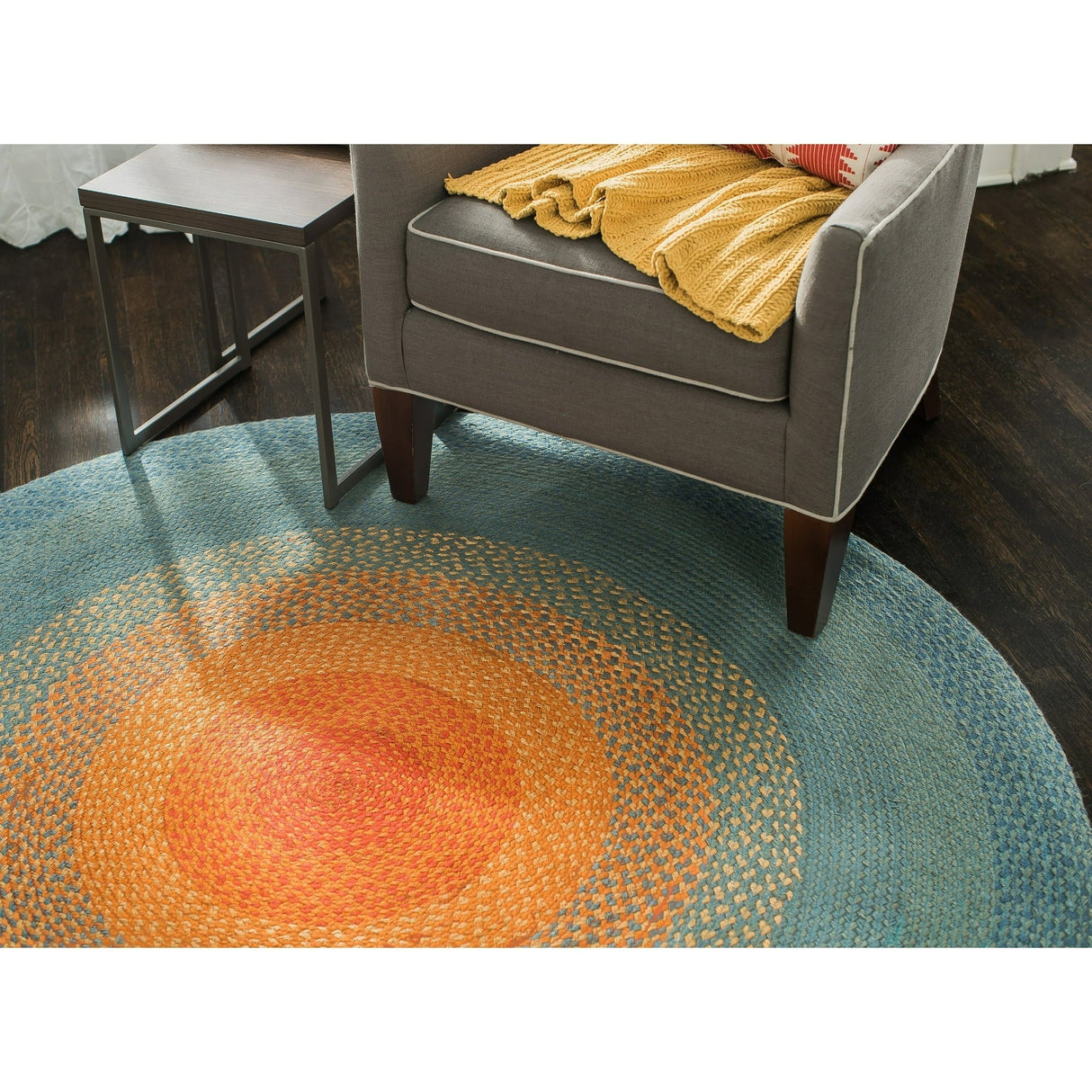 Round Boho Jute Rug – Handwoven Natural Fiber Rug for Home Décor