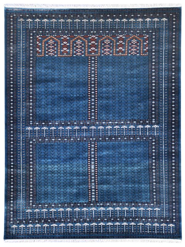 Hand Knotted Floor Carpet,Modern Design Hand Knotted Blue Wool Silk Carpet