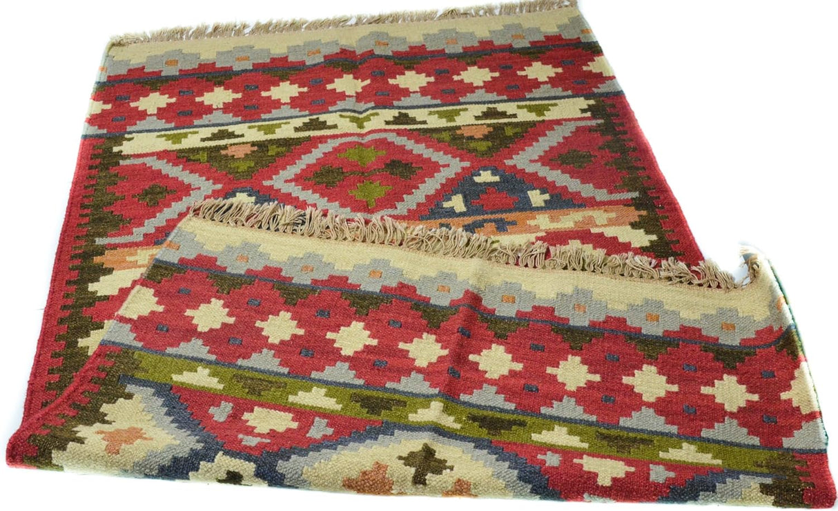 Turkish Kilim Rugs, Multi Color Cotton and Wool Handwoven Rug