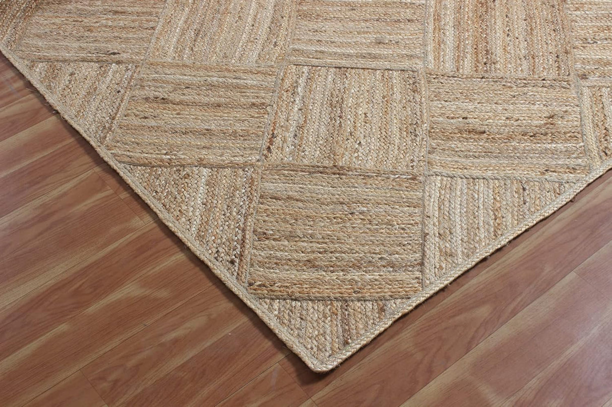 Unique Geometric Jute Rug – Handcrafted Natural Fiber Rug for Modern Spaces