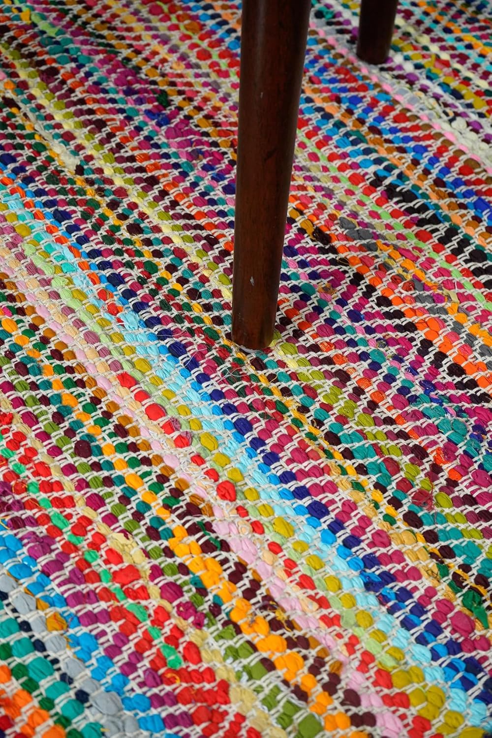 Multi Chindi Rug Handmade Indian Recycled Eco Friendly Decor For Home