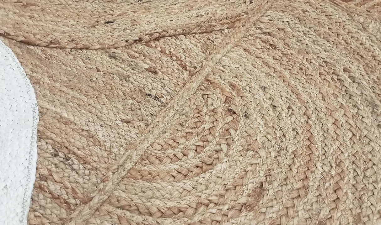 Handwoven Natural Jute Rug – Indian Geometric Area Carpet for Indoor Spaces