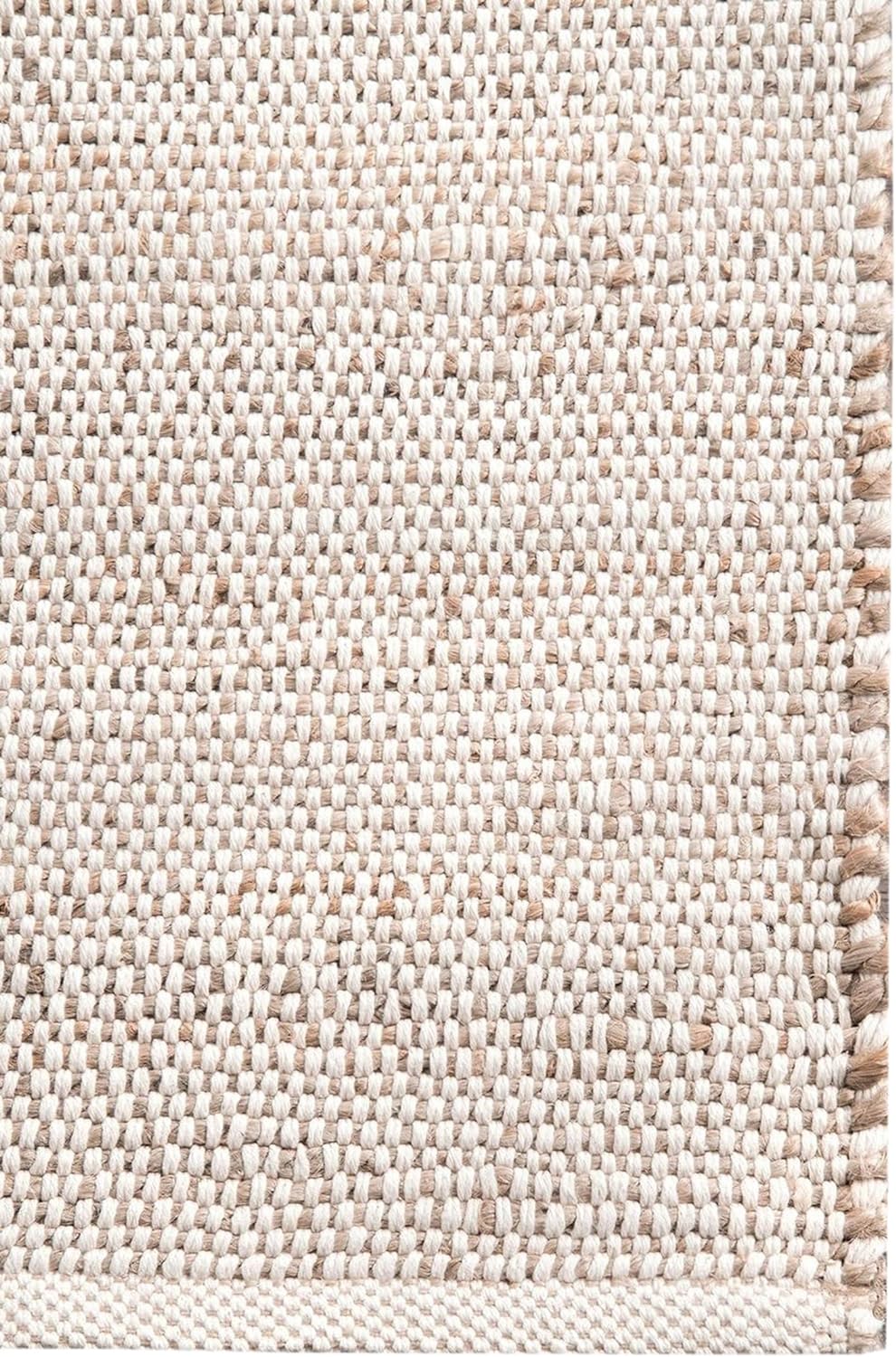 Cotton And Jute Area Rug Hand Woven Natural Farmhouse For Living Room