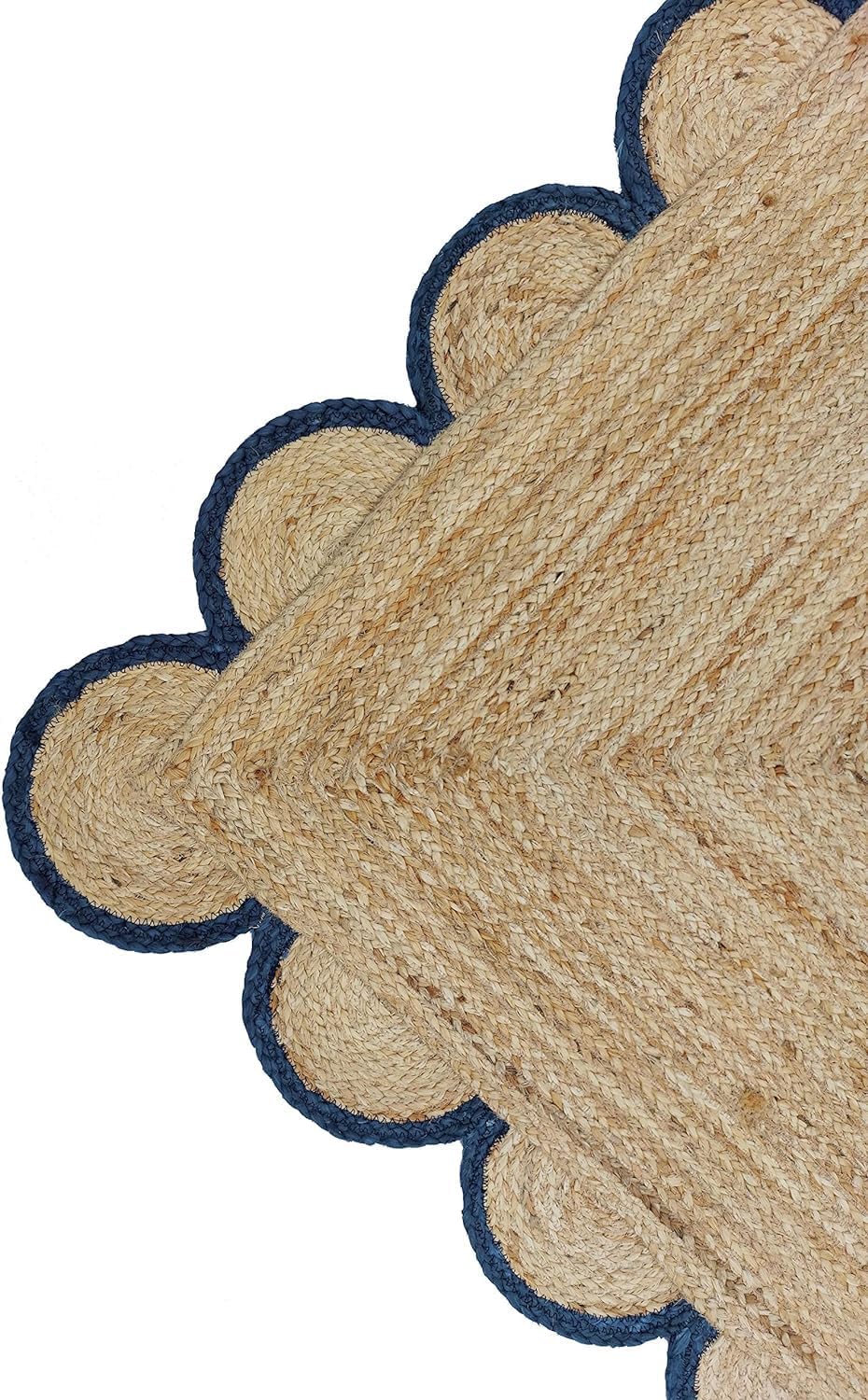 Decorative Scalloped Jute Rug – Handwoven by Village Artisans