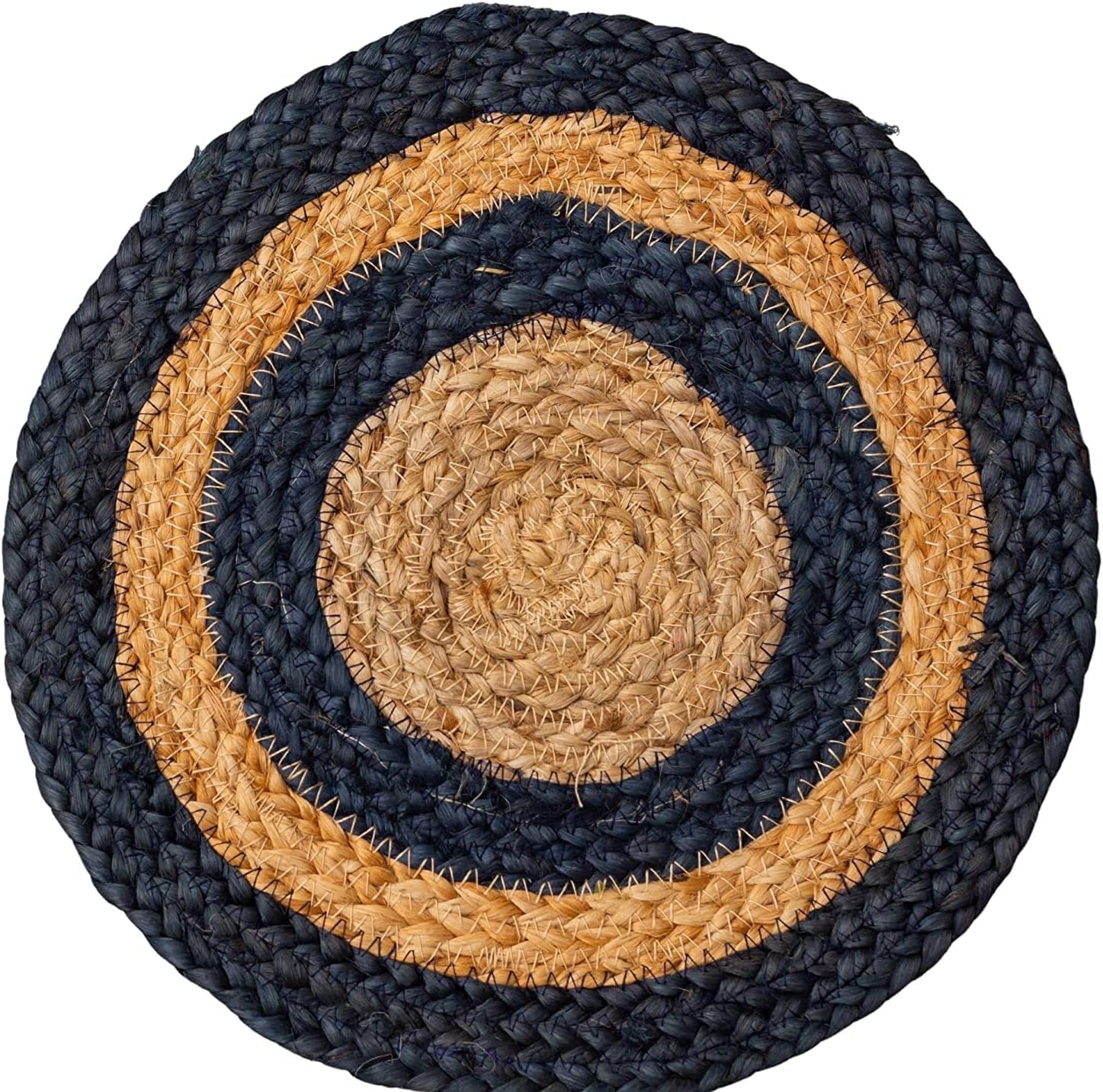 Round Braided Placemats,Handmade Braide Blue Border Design Coaster