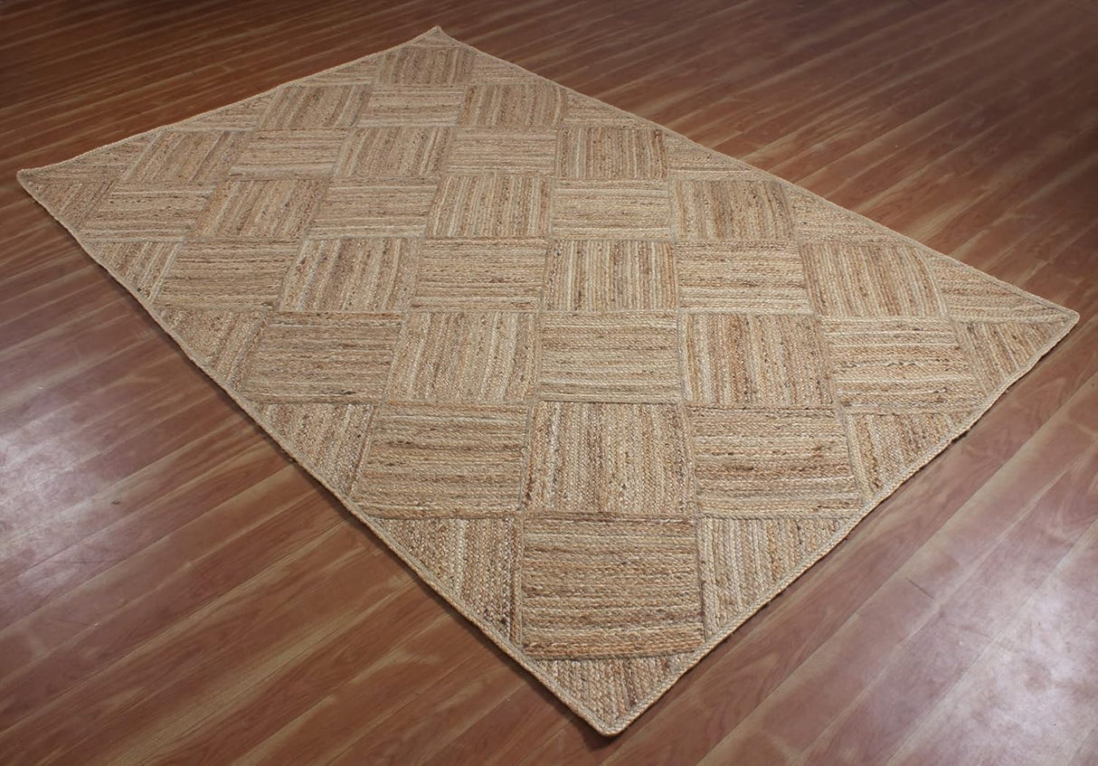 Unique Geometric Jute Rug – Handcrafted Natural Fiber Rug for Modern Spaces