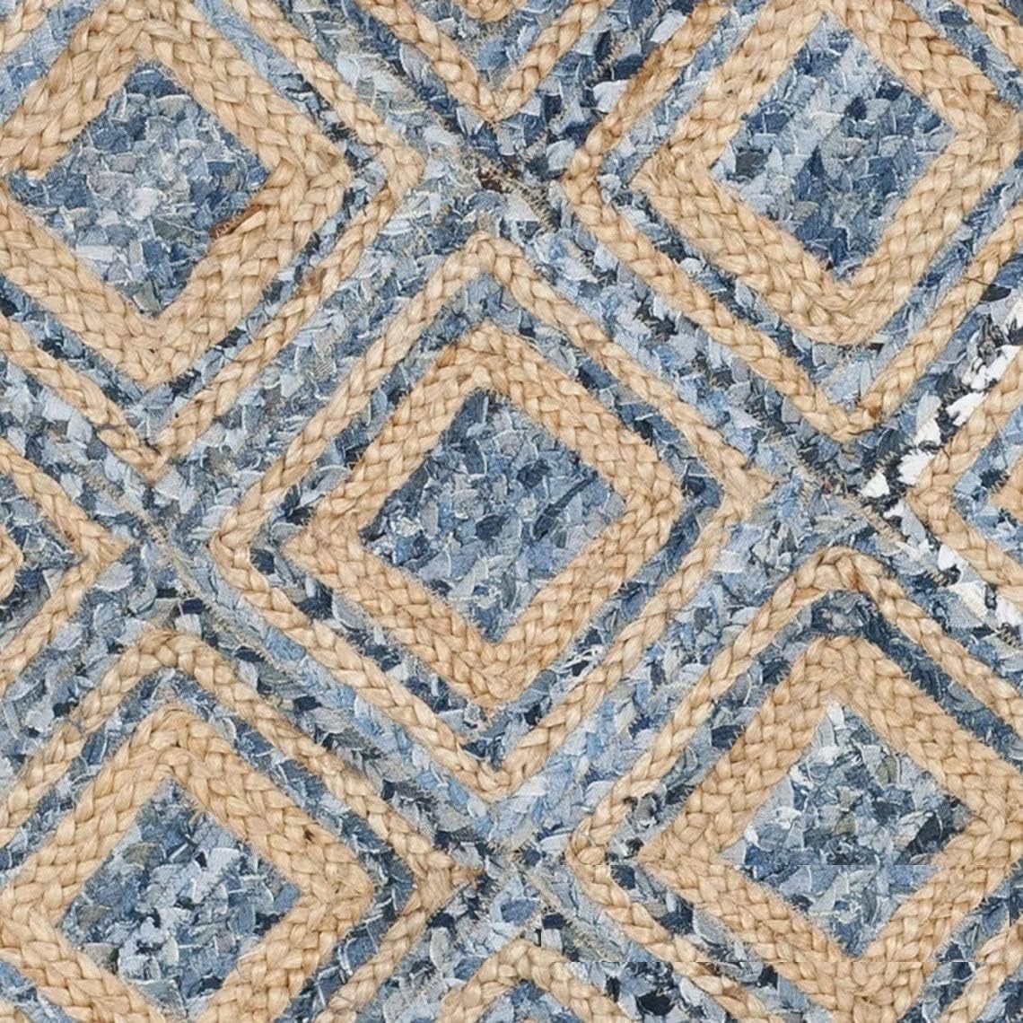 Denim And Natural Jute Rug ,Blue Carpet