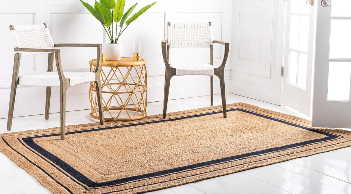Bohemian Natural Fiber Rug – Rikki Design with Braided Border