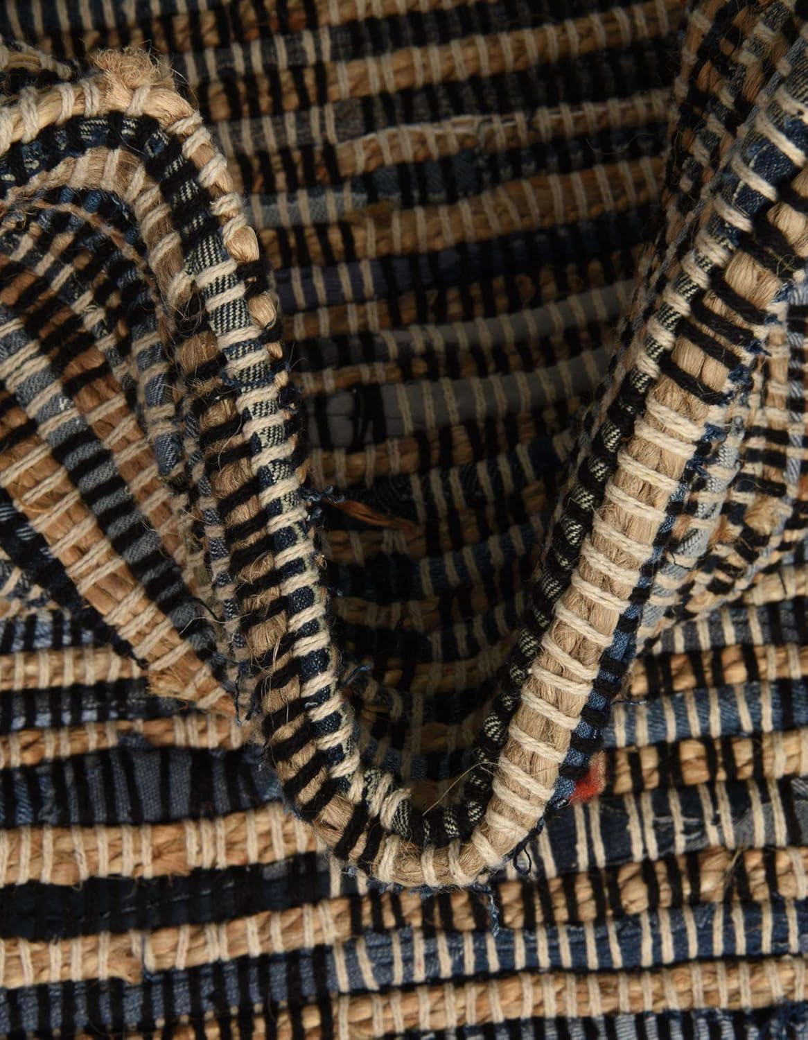 Chindi Jute Collection Area Rug - Checkered ( Table Runner, Dark Gray/Natural)