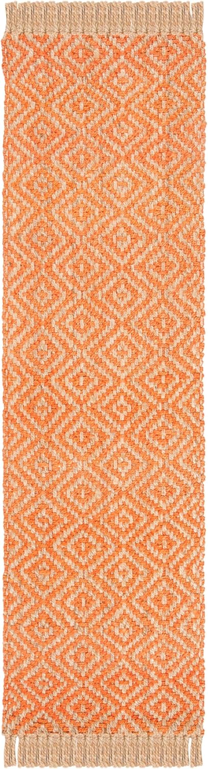 Natural Fiber Indian Hand Woven Orange Rug, Hemp Area Rugs