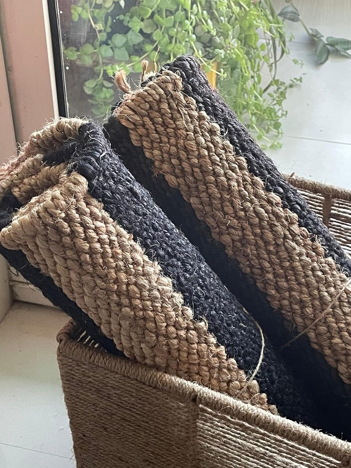 Set of 2 Pics 100% Hemp Handmade for Door Mat, Balcony, Bath, Kitchen, Gift, Indian Traditional Hemp Rugs