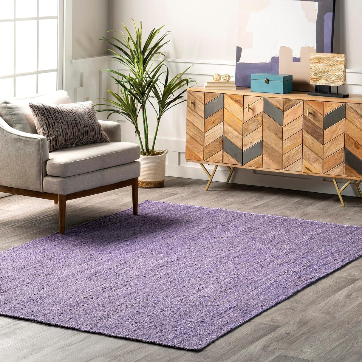 Handmade Purple Area Rug – Vibrant Living Room Rug, Hand Woven