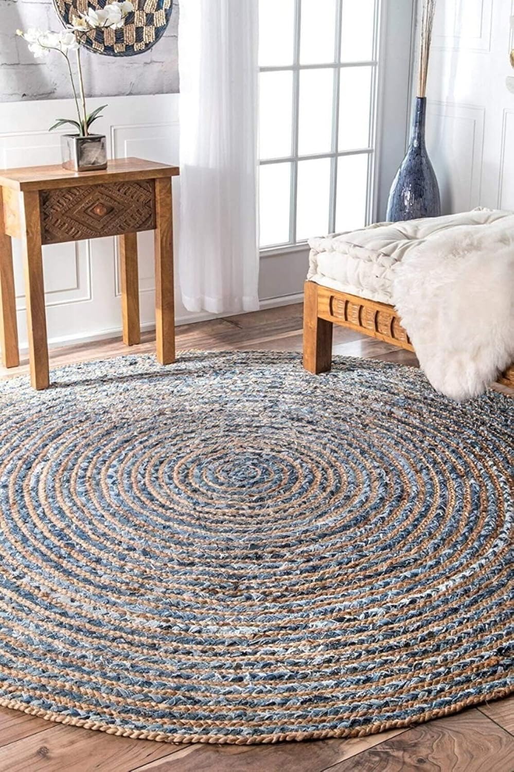 Eco-Friendly Denim Jute Rugs,Blue Carpet
