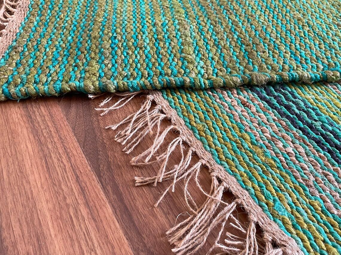 Set of 2 Pics 100% Hemp Handmade for Door Mat, Balcony, Bath, Kitchen, Gift, Indian Traditional Hemp Rugs