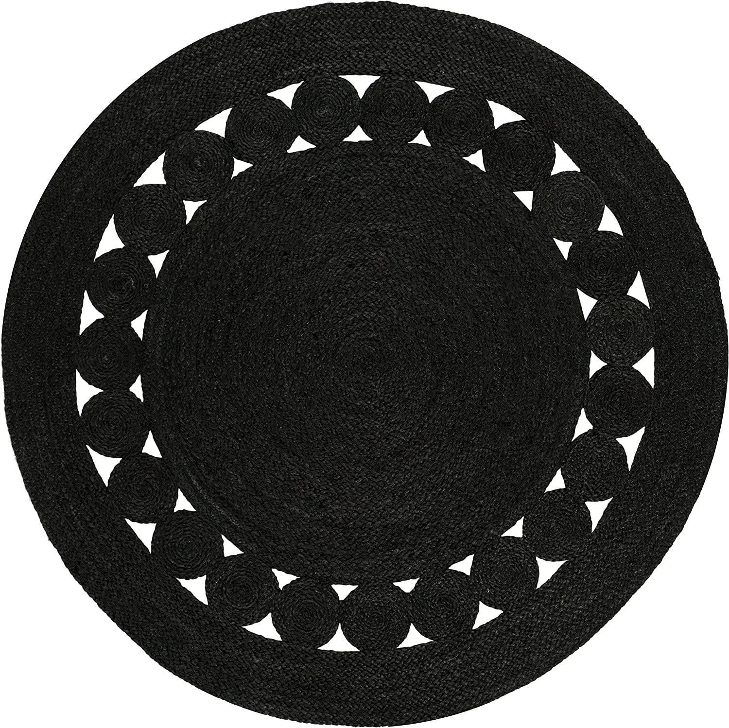 Round Hand Braided Jute Rug – Natural Fiber Carpet for Living Room & Bedroom