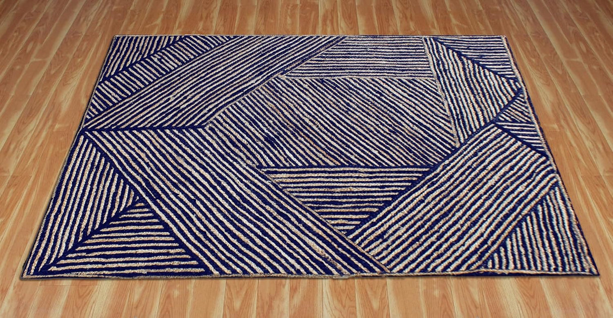 Unique Geometric Jute Rug – Handcrafted Natural Fiber Rug for Modern Spaces