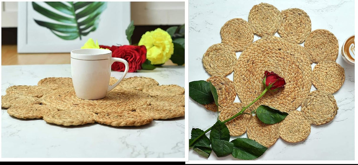 Handmade Braide Natural Flower Design Coaster, Table Top,Non-Slip Placemats