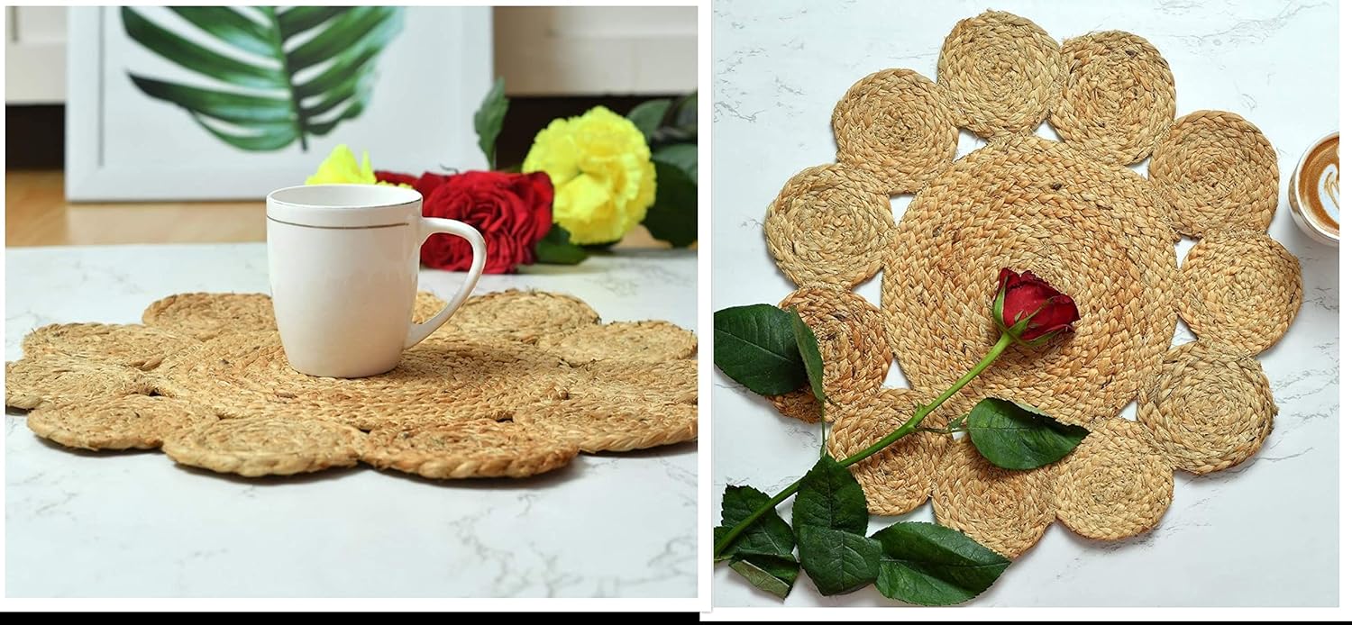 Handmade Braide Natural Flower Design Coaster, Table Top,Non-Slip Placemats