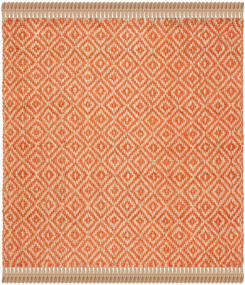 Natural Fiber Indian Hand Woven Orange Rug, Hemp Area Rugs