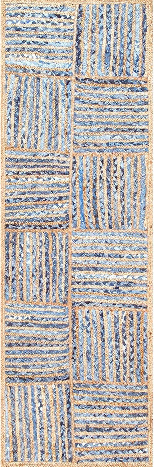 Denim And Natural Jute Rug ,Blue Carpet