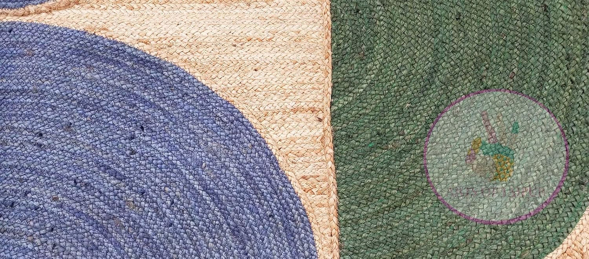 Handwoven Natural Jute Rug – Indian Geometric Area Carpet for Indoor Spaces