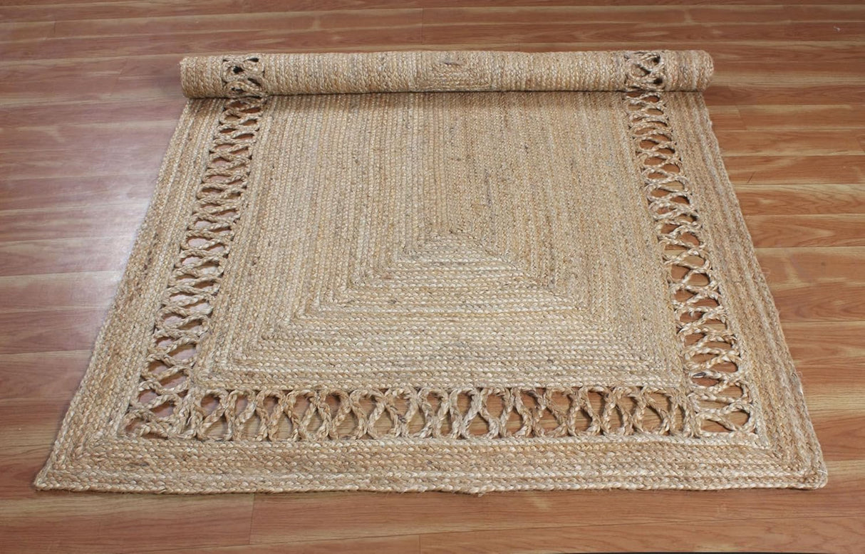Handwoven Boho Braided Jute Rug – Perfect Natural Carpet for Any Room
